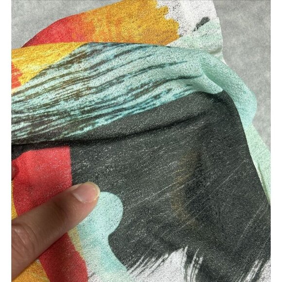 ZARA Women’s Dress Abstract Colorful Print V Neck Semi Sheer Size M - Picture 3 of 8